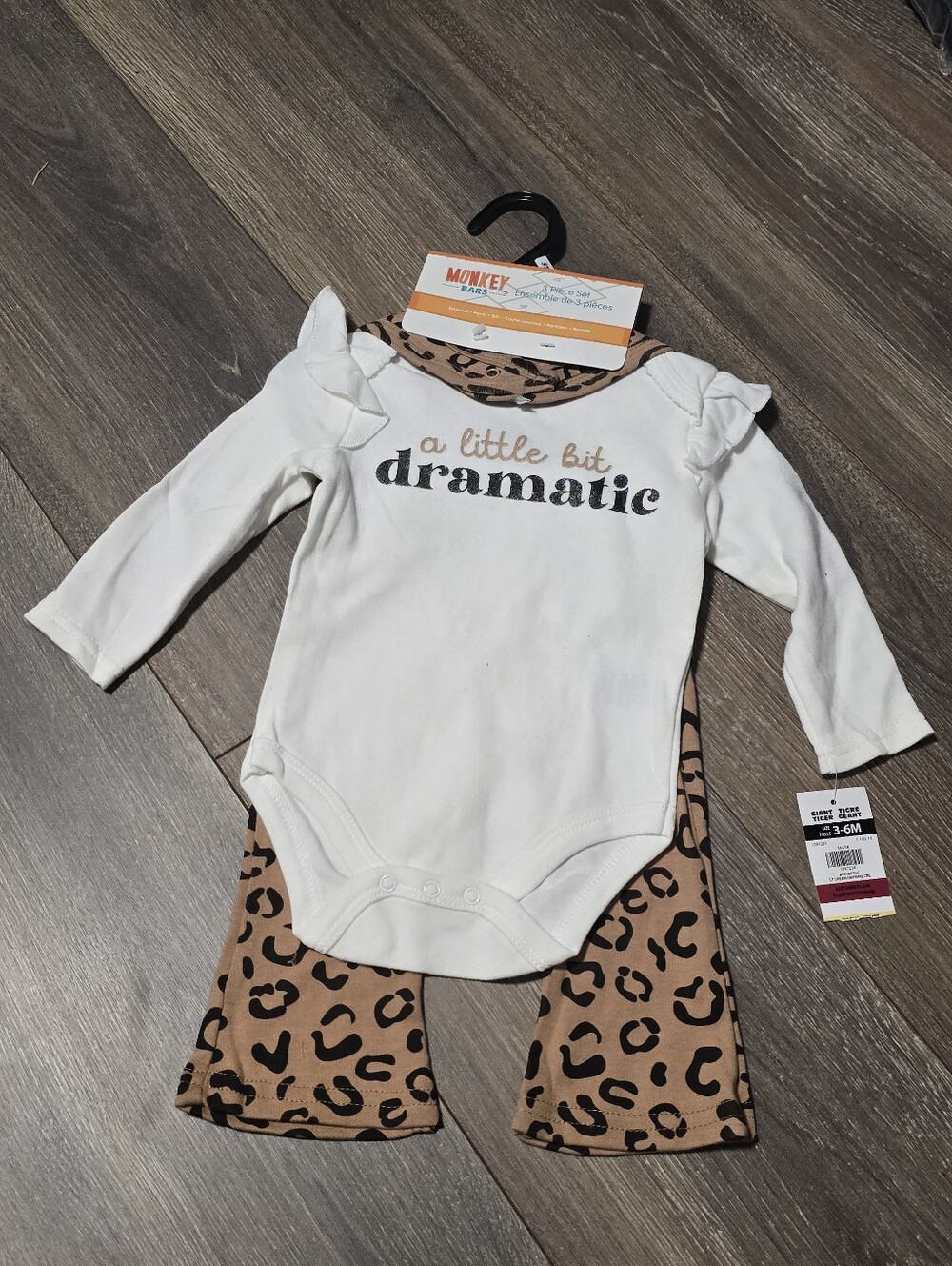 Monkey Bars NEW 3pc Baby Girl Leopard Print Bell Bottoms 3-6months So Dramatic